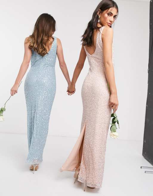 Beauut - Elegant galla-maxikjole med udsmykninger i rosa, 4 af 4