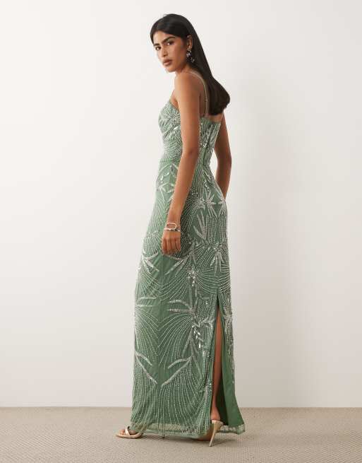 Beauut embellished cami maxi dress in light green