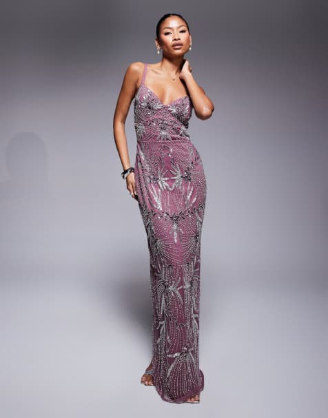 Beauut embellished cami maxi dress in mauve