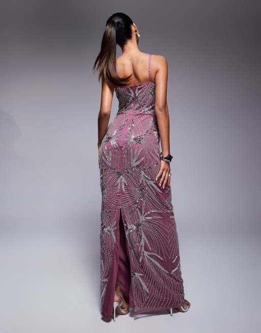 Beauut embellished cami maxi dress in mauve