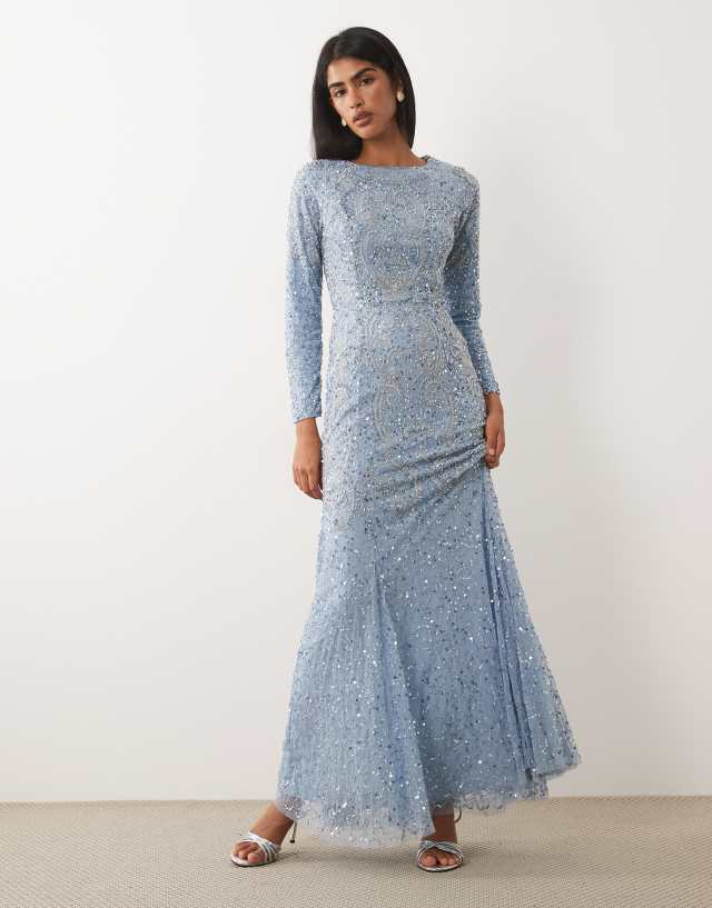 embellished light blue dress Beauut - Long Sleeve Maxi - Women - Polyester - 4 US Number:no number A perfect choice YGroup_5JSW8721 Black Burgundy Gothic Prom