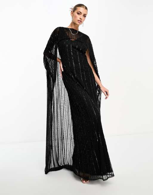 Black cape outlet maxi dress