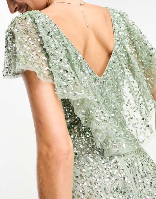 slim fit dress slacks Legacy Embellished Maxi Dress in Sage Green UK6 / Sage Green