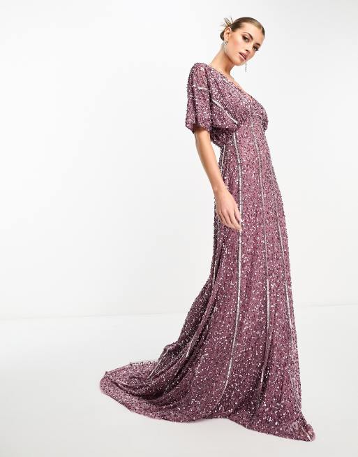 Burgundy embellished outlet maxi dress