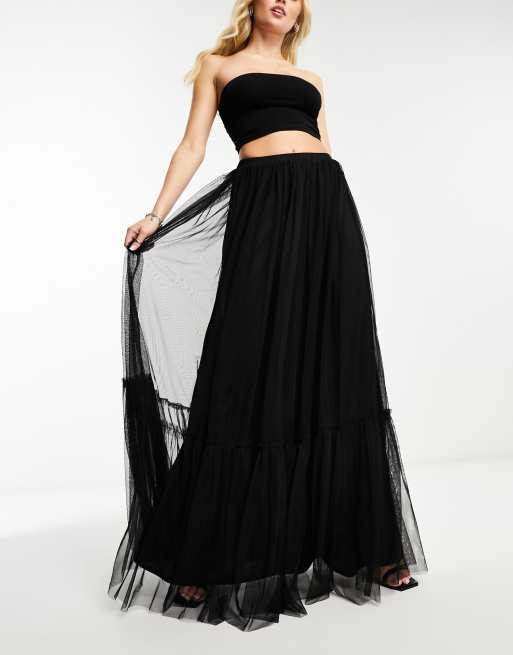 Beauut Gonna lunga in tulle nera con dettaglio sul fondo