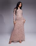 [Beauut] Beauut Grace boat neck embellished maxi dress in blush-Pink 20 Blush