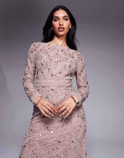 chinese dress ladies Amandine Blush Embellished Maxi Dress  Frock and Frill