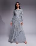 [Beauut] Beauut Hanaa long sleeve layered maxi dress in grey 8 Grey