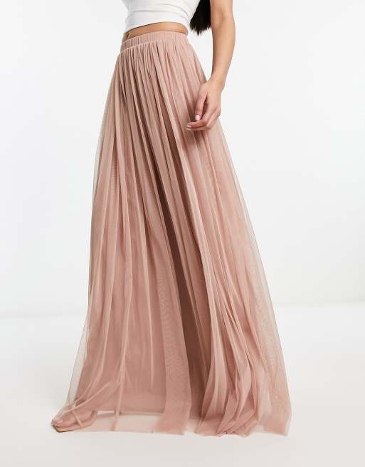 Beauut Jupe longue en tulle Marron taupe