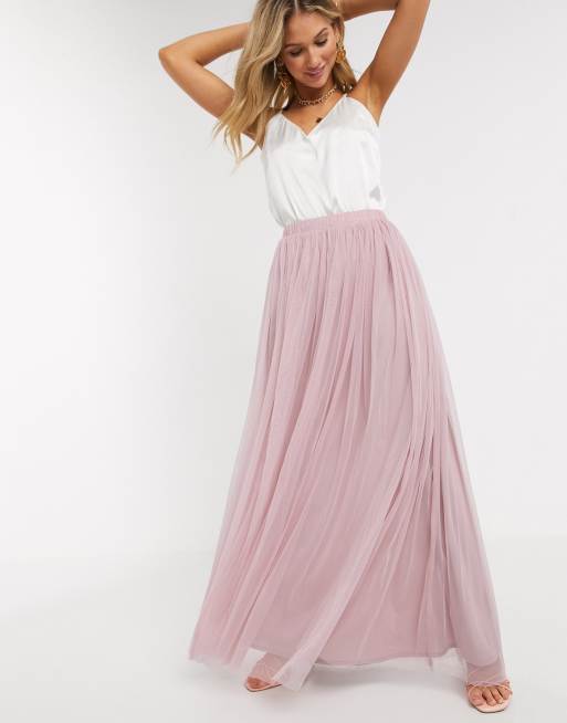 Jupe longue en tulle rose best sale