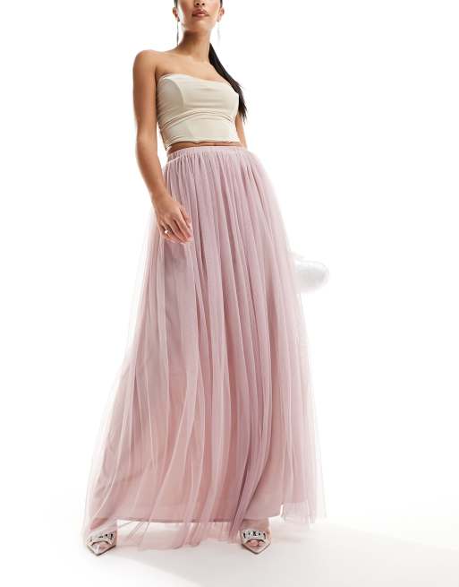 Jupe longue outlet tulle rose poudré