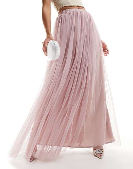 Jupe longue outlet tulle rose poudré