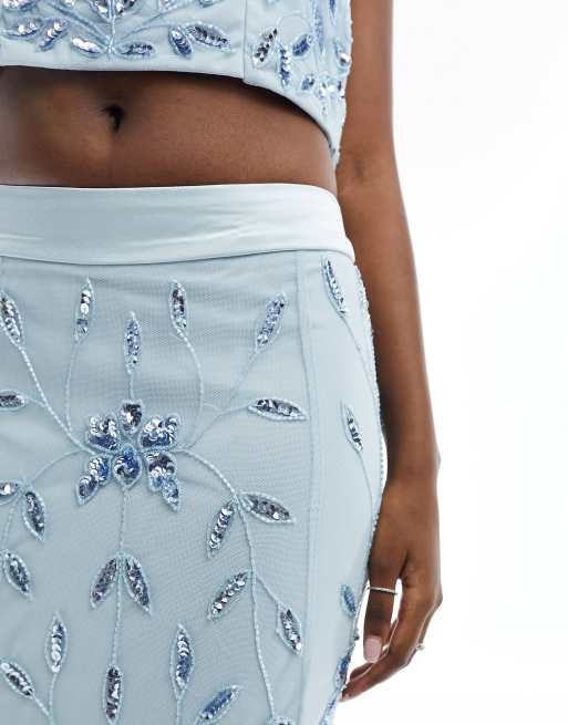 Jupe longue bleu clair best sale