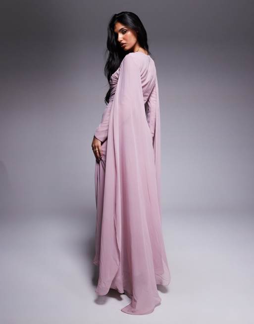 Beauut Lina maxi cape sleeve maxi dress in pink