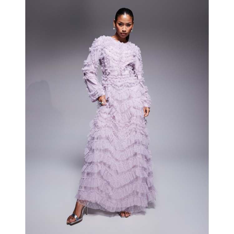 Rebecca Taylor Robe à Volants Sans Manches En Soie 100% - Taille 4 - Violet Lilas à Motifs Floraux - Neuve Avec étiquettes