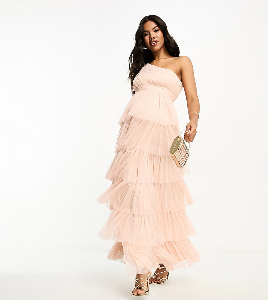 Beauut Maternity Bridesmaid one shoulder tiered maxi dress in blush-Pink