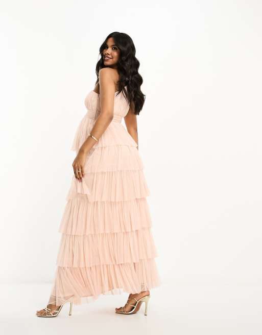 Beauut Maternity Bridesmaid one shoulder tiered maxi dress in