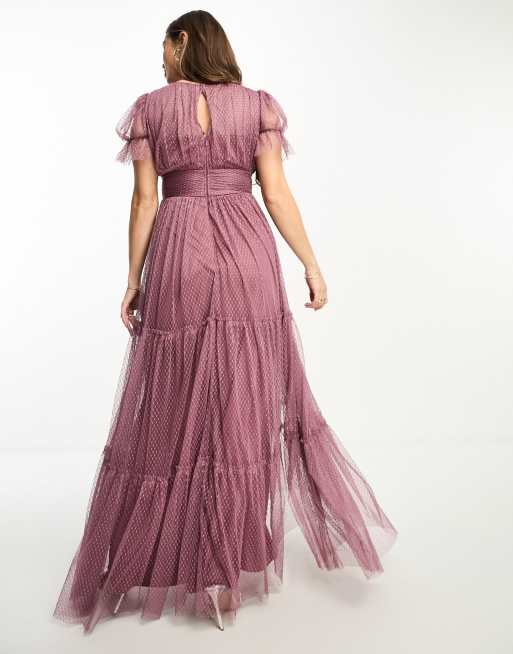 Beauut Maternity Bridesmaid tulle maxi dress in mauve