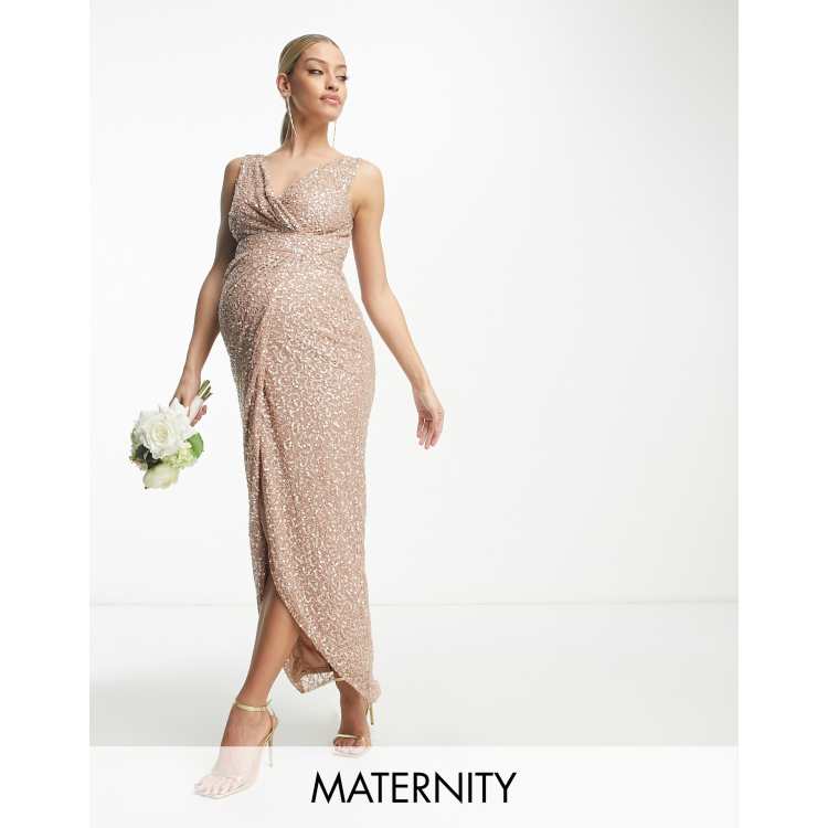 Rose gold maternity outlet bridesmaid dress