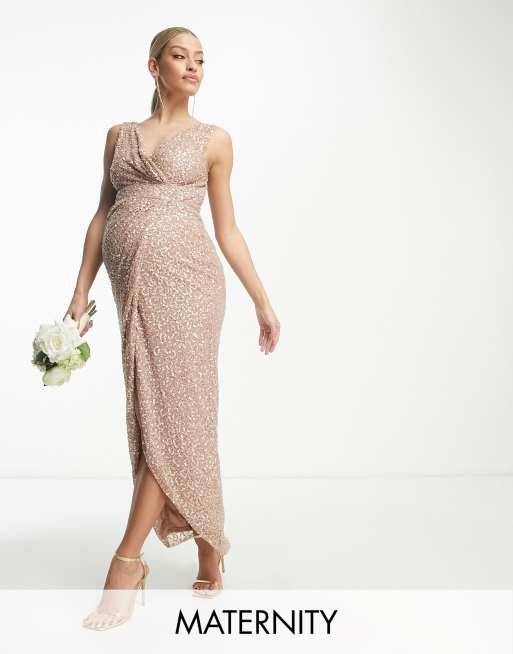 Gold maternity cheap bridesmaid dresses