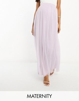Beauut Maternity tulle maxi skirt in lilac-Purple