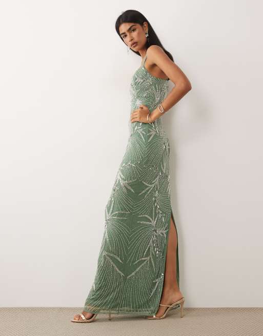 Beauut - Maxi cami-jurk met versiering in lichtgroen, 2 van 4