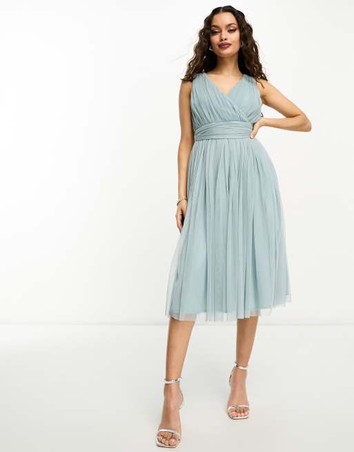 Bridal pleated hot sale midi dress