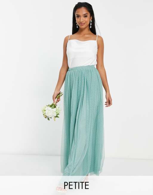 Beauut Petite – Bridesmaid – Tiulowa spódnica maxi w kolorze jasnej morskiej zieleni 