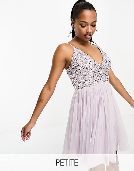 Beauut Petite Bridesmaids embellished 2 in 1 mini dress in lilac | RcjShops  | Schmidt Chino Pants
