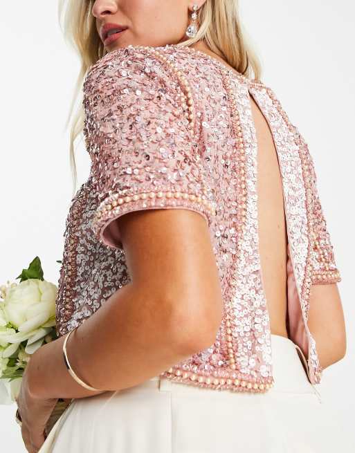 Beauut Petite - Brudepiger - Lyserød croptop med udsmykning, 4 af 4