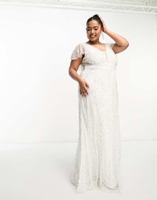 Plus size shop cream maxi dress