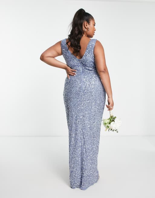 Beauut Plus Bridesmaid – Ciemnoniebieska sukienka kopertowa maxi , 2 z 4