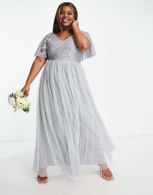 Grey sparkle bridesmaid store dress