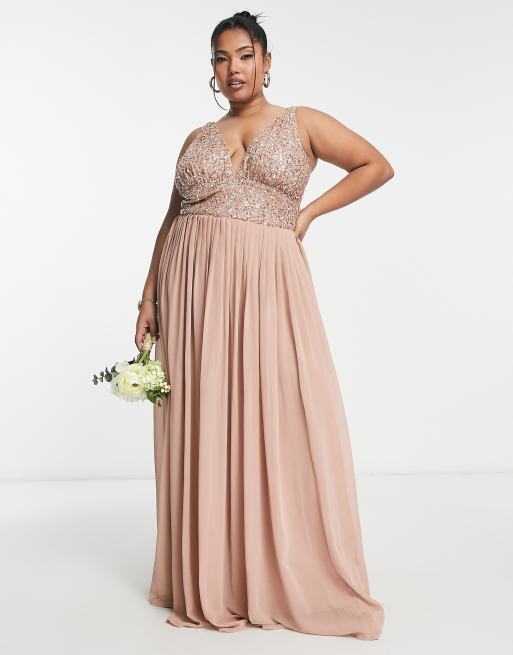 Rose gold plus size hotsell maxi dress