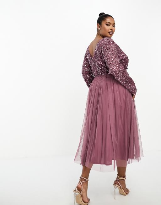 Long sleeve 2024 mauve dress