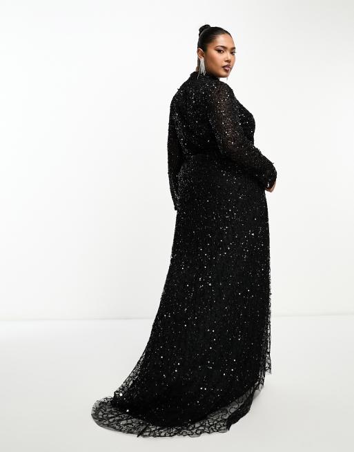 Beauut Plus - Robe longue à ornements sur l'ensemble - Noir