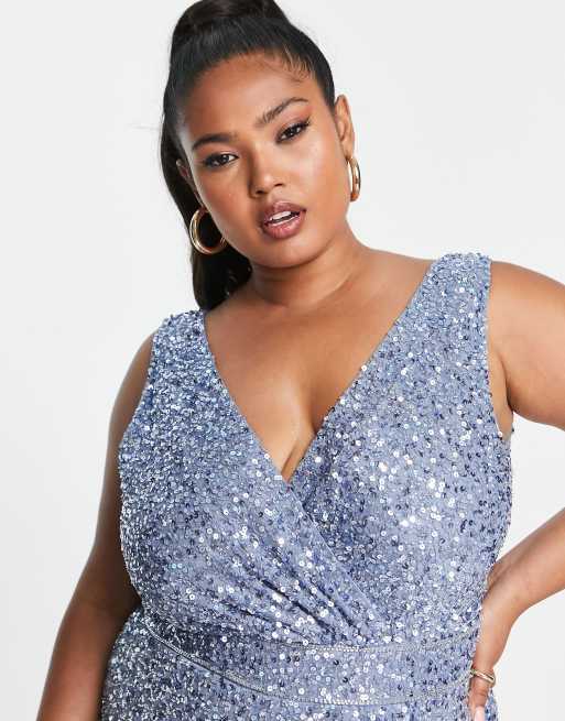 Beauut Plus - Robe portefeuille longue de demoiselle d'honneur - Bleu foncé , 3 de 4