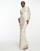 ASOS EDITION geo embellished long sleeve maxi dress with faux