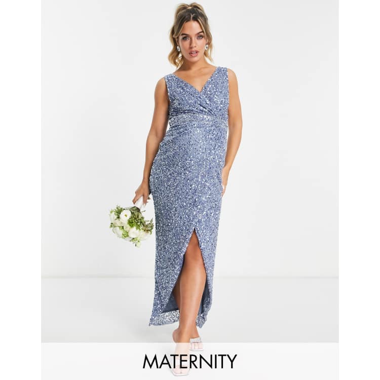 Beauut Robe cache-cœur longue de grossesse pour demoiselle d