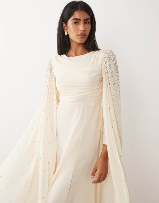 Beauut - Robe longue ornementée à manches effet cape - Blanc cassé, 2 de 4