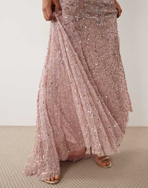 Beauut - Robe longue ornementée à manches longues - Rose clair, 3 de 4