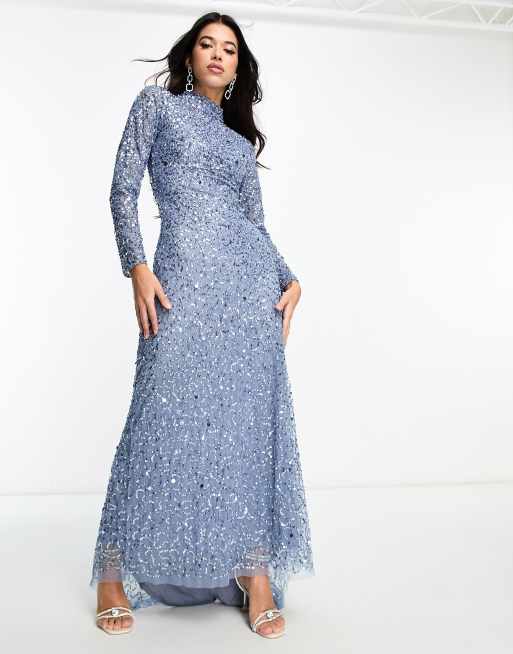 Beauut - Robe longue ornementée de demoiselle d'honneur - Bleu foncé, 4 de 4