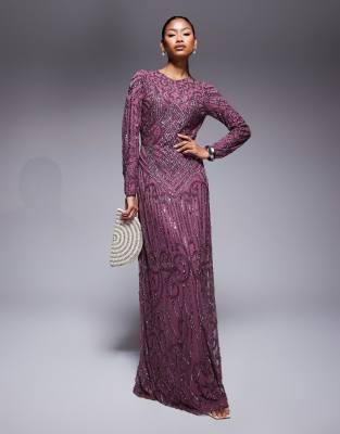 [Beauut] Beauut Rosy sequin long sleeve maxi dress in rosy-Pink 14 Rosy