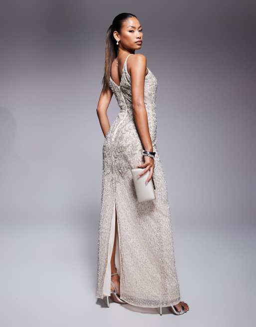 Beauut sequin cami maxi dress in cream ASOS