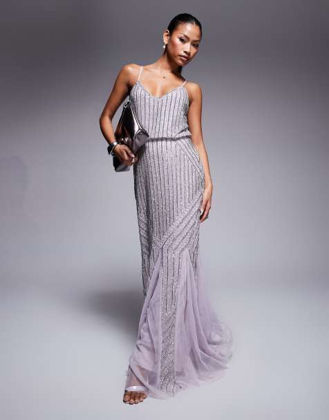 Beauut Sharon sequin fishtail maxi dress in lilac