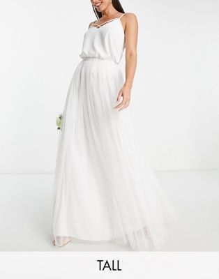Beauut Tall Bridal tulle maxi skirt in white
