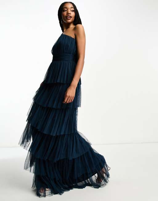 Navy tiered shop maxi dress