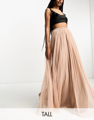 Beauut Tall tulle maxi skirt in  taupe brown