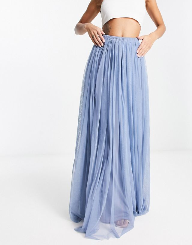 Beauut tulle maxi skirt in dark blue