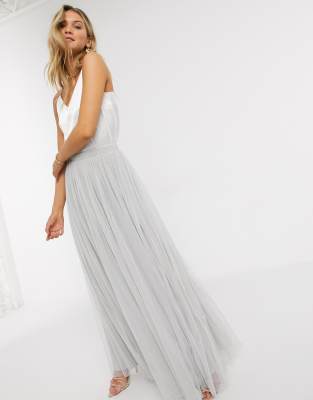 grey tulle maxi dress